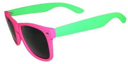 Pink with Green Sides Plastic Wayfarer Sunglasses