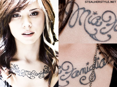 Christina Perri La Mia Famiglia chest tattoo