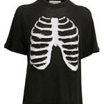 Wildfox Sparkley Skeleton Surf Raglan Tee in Clean Black