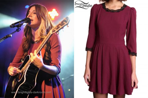 Christina Perri: Burgandy Trim Dress