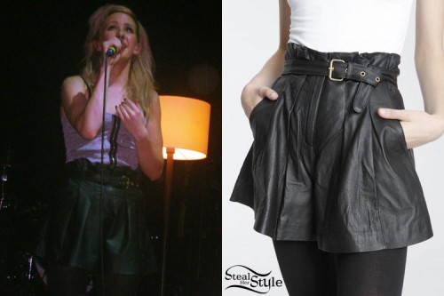 Ellie Goulding leather shorts