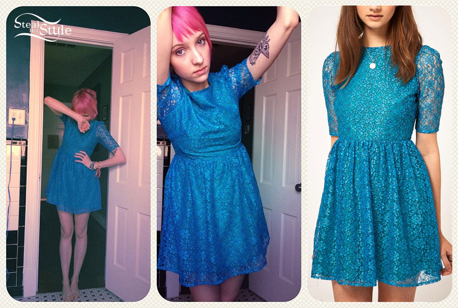 Sherri DuPree-Bemis: Blue Lace Dress | Steal Her Style