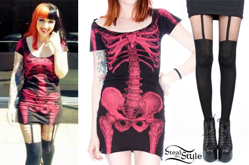 skeleton dress suspender tights