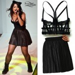 Bebe Rexha: Cage Top, Leather Skirt