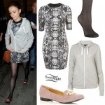 Cher Lloyd dress hoodie loafers tights