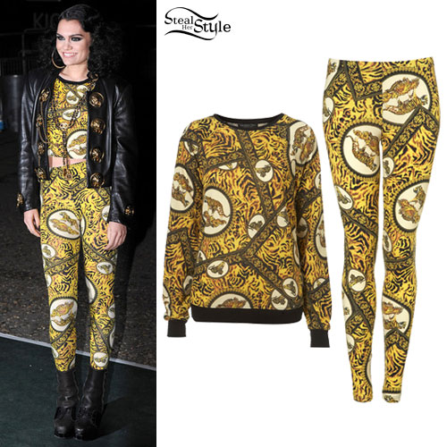 Jessie J: Scarf Print Leggings & Sweater