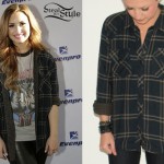 Demi Lovato: Olive Plaid Shirt