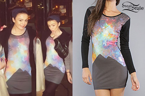 Cher Lloyd: Galaxy Print Dress
