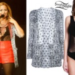 Demi Lovato: Paisley Blazer, Fishnet Bodysuit