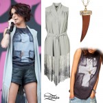 Cher Lloyd: Fringe Waistcoat, Cross Tee