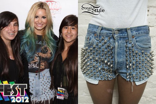 Demi Lovato: Spiked Denim Shorts