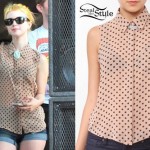 Hayley Williams: Sleeveless Polka Dot Blouse