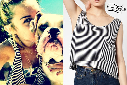 Miley Cyrus: Striped Crop Tank Top