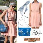 Taylor Swift: Peach Shirtdress Outfit