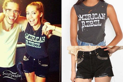 Brandi Cyrus: Studded Shorts, American Rebel Tee