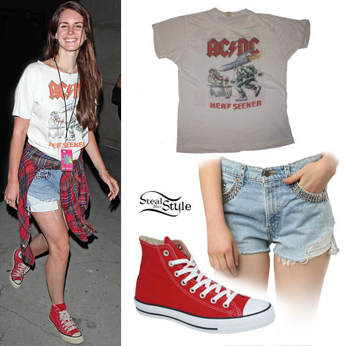 Lana Del Rey: Studded Denim Shorts