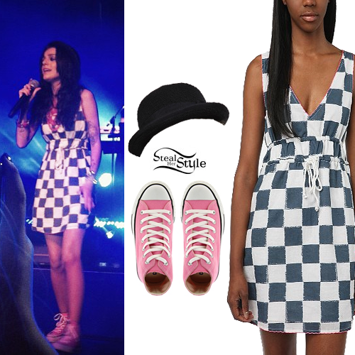 Cher Lloyd: Checkered Dress Outfit