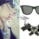 Bebe Rexha: Gun Necklace, Wayfarer Sunglasses