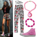 Cher Lloyd: Black and White Print Shorts