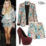 Demi Lovato: Floral Blazer, Shorts
