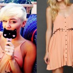 Miley Cyrus: Peach Buttoned Dress