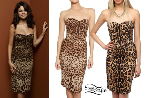 Selena Gomez: Leopard Print Dress