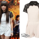 Carly Rae Jepsen: Lace Sleeve Playsuit