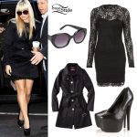 Demi Lovato: Black Lace Dress Outfit