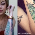 Lil Debbie feather tattoo