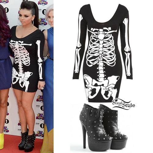 Jesy Nelson: Skeleton Dress, Spike Boots