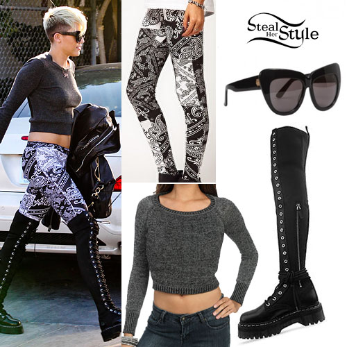 Miley Cyrus: Paisley Leggings Outfit