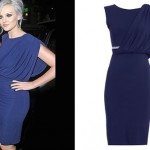 Perrie Edwards: Blue Draped Dress