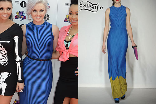 Perrie Edwards: Blue And Yellow Zig Zag Dress