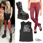 Taylor Momsen: Eat Pray Love Tee, Red Plaid Pants, Goth Boots