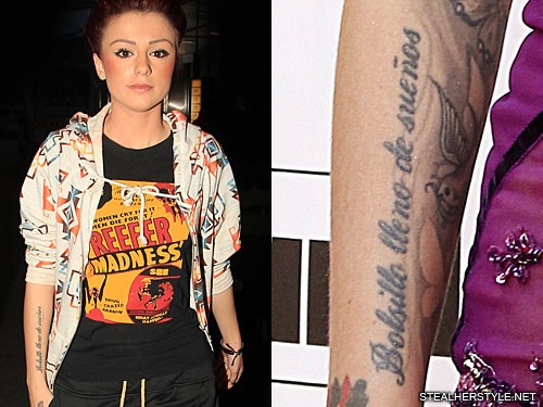Cher Lloyd's Treble Clef Hand Tattoo- PopStarTats