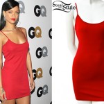 Rihanna: Red Tank Mini Dress