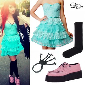 Ash Costello: Pink Creepers, Blue Lace Dress | Steal Her Style