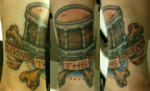 Tj DeLany Tattoos - Beatles Drum Set. Thanks Matt!! Text or email if you  would like to set an apt. Taking on New projects for July and August..  610-787-9199 microcosmicink@yahoo.com www.agarutattoos.com - - - - #