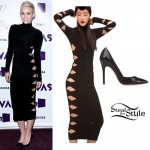 Miley Cyrus: Cut Out Dress, Black Stilettos