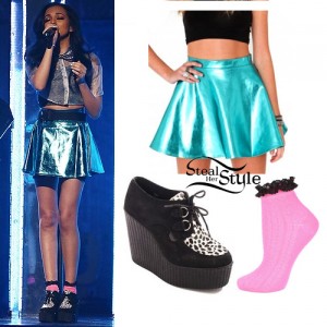 Jade Thirlwall: Metallic Skirt, Leopard Creepers | Steal Her Style