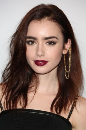 Lily Collins Straight Medium Brown Messy Hairstyle | Steal Her Style