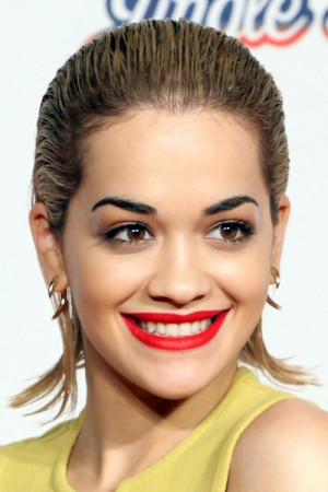 Rita Ora Straight Light Brown Slicked Back Hairstyle | Steal Her Style