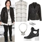 Demi Lovato: Check Shirt, Leather Jacket
