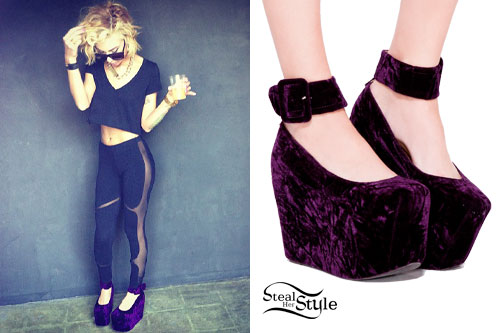 Lil Debbie: Purple Velvet Flatform Shoes