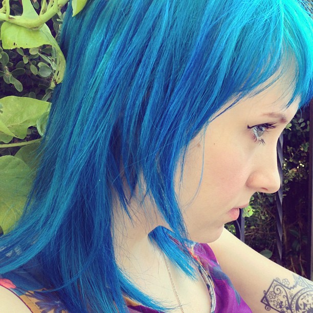 Sherri DuPree-Bemis Straight Blue Angled, Choppy Layers Hairstyle ...