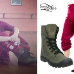 Becky G: Red Sweatpants, Foldover Boots