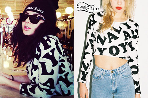 Charli XCX: Lazy Oaf Letter Print Top