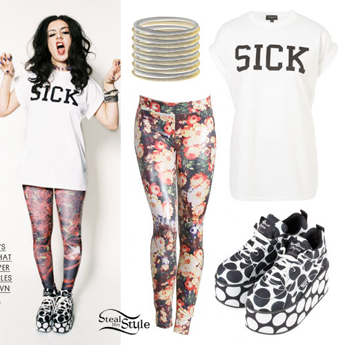 Charli XCX: Polka Dot Platform Sneakers Outfit