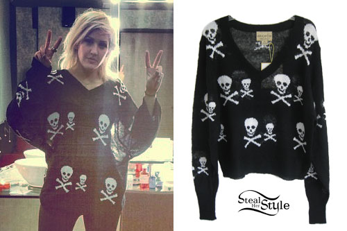 Ellie Goulding: Skull Print Sweater