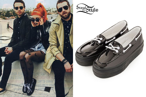 Hayley Williams: Black Patent Boat Shoes